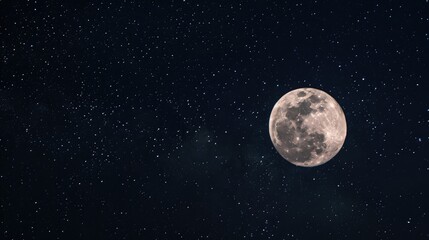 Moon shining in the dark sky