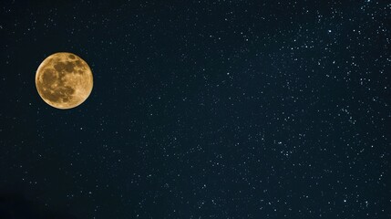 Night sky with full moon in upper left corner Copy space in background