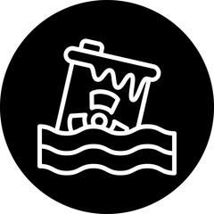 Ocean Oil Spill Vector Line White Circle Black