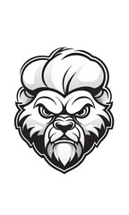 icon with a mascotte for merchandising, brand identity symbol