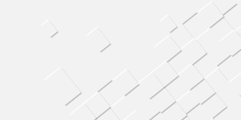 Abstract white square shape geometric line background. abstract seamless modern white and gray color technology concept geometric square vector background neomorphism style poster, banner design.