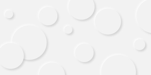 Abstract gray geometric modern circle background Neomorphs design. circle shape overlap design abstract Minimal style white neomorphism website banner, Vector business presentation background.