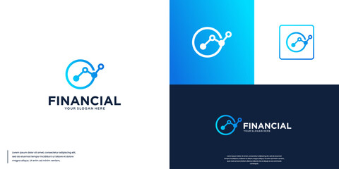financial investment logo with circle style, economic report, logo graphic design.