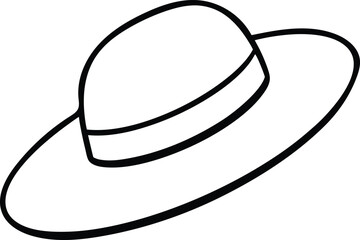 Wide Brimmed Hat Line Art: Perfect for Coloring Books and Illustrations