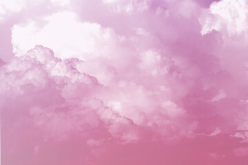 Fototapeta premium Pink sky background with white clouds