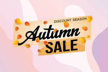 autumn sale word text concept icon logo sign symbol vector note mega shopping style for use landing page, template, social media, web, mobile app, poster, banner, flyer, background, gift card, coupon
