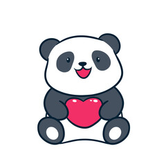 Panda Vector Holding Big Heart