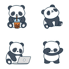 Attractive Adorable Panda Vector is doing its fun