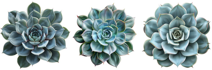 Fototapeta premium Detailed Succulent Plant Set Isolated on Transparent or White Background, PNG