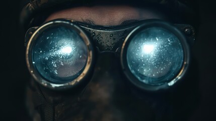 A supernatural scene emerged as goggles lit up with an ethereal light, providing clear vision and protection in hazardous environments