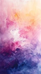 Fototapeta premium Abstract watercolor background with vibrant pink, purple, and yellow hues, perfect for design projects.