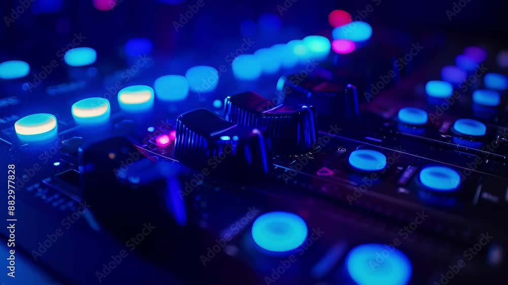Poster the speed control buttons on the mixer are illuminated with a soft blue light providing easy visibil