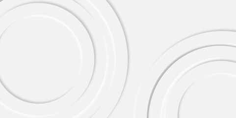 Abstract gray geometric modern circle background Neomorphs design. circle shape overlap design abstract Minimal style white neomorphism website banner, Vector business presentation background.