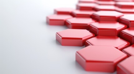 A close up of red hexagons on a white background