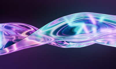 Abstract background with neon wave glass