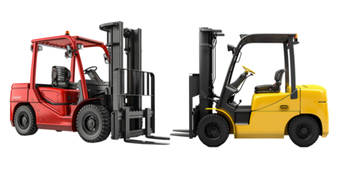 Forklift Isolated Set Isolated on Transparent or White Background, PNG