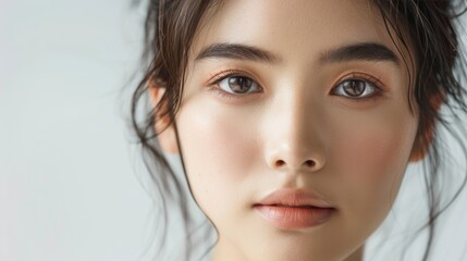 Obraz premium A young Asian woman with a beautiful, clean face.