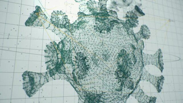 Modern microscope software helps scientists to inspect virus. Precise microscope with advanced software discovers identical genes in virus. High Tech microscope software inspects virus structure