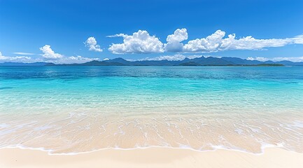 beach with blue sky and clouds