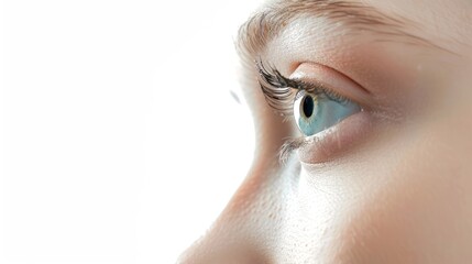 Radiant Beauty - Close-up of a Woman with Glowing Skin on White Background, Studio Lighting, Beauty and Skincare Concept, Generative Ai