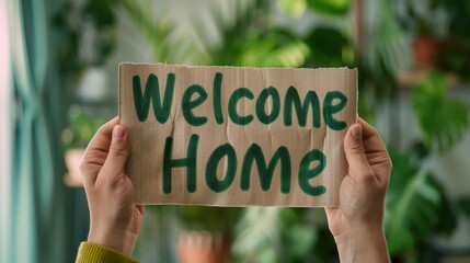New Homeowners Celebrate with a 'Welcome Home' Banner After Successful House Sale, A Milestone Achieved The Joy of Homeownership Begins, Keys in Hand, Dreams Come True, New Beginnings, Fresh Starts