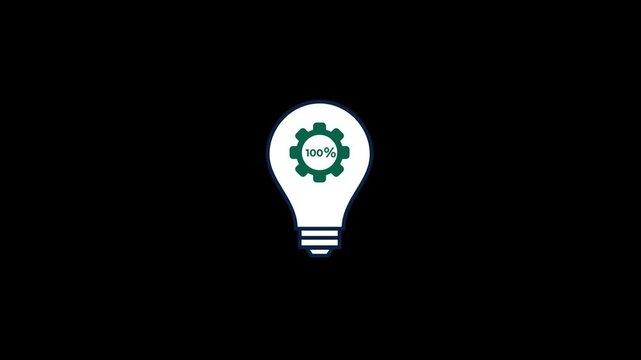 Loading percent Light Bulb Animation with transparent background 