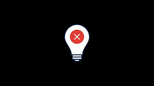 Crossmark in Light Bulb Animation with transparent background 