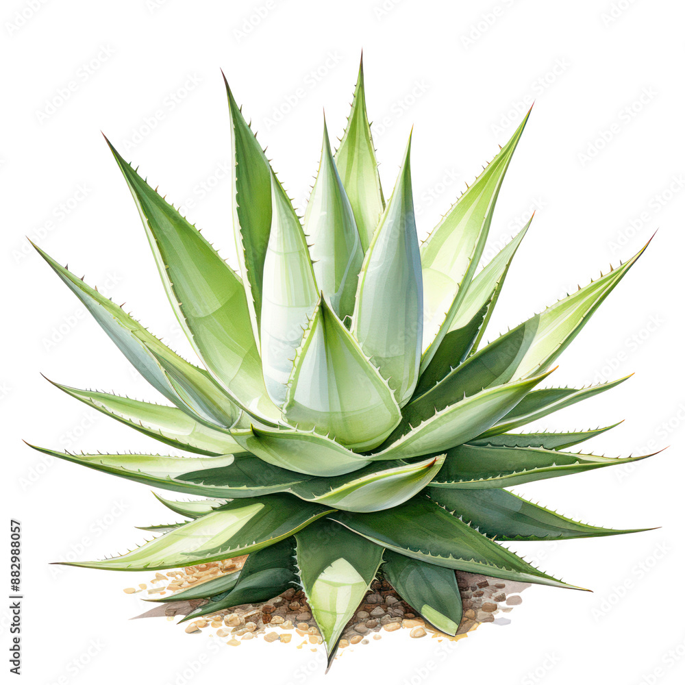 Wall mural a side view agave cactus cut out transparent background