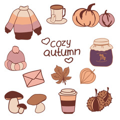 cozy autumn set hand made for postcards with jam and sweater
