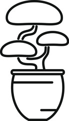 Minimalist line art of a bonsai tree, representing peace, balance, and the art of cultivation