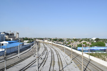 Fototapeta premium Railway trucks in Tashkent City, Uzbekistan