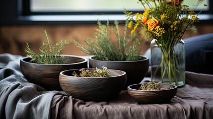 A beautiful, handcrafted wooden bowl with a unique, charred finish. The bowl is perfect for displaying plants or other decorative items.  