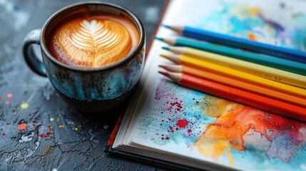 Naklejka premium Coffee and art Supplies