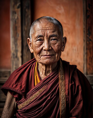 Naklejka premium Old Monk with millions of stories