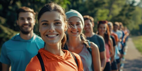 A group of people standing together, various ages and ethnicities