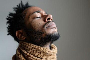 Obraz premium Close-up Portrait of a Man with Eyes Closed