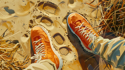 The casual elegance of shoes resting on the beach captures a moment of relaxed simplicity. Set against the sandy shore and gentle waves, the shoes embody a carefree spirit.