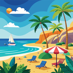 Good Looking vector , cartoon Summer time banner template , illustration clipart painting design