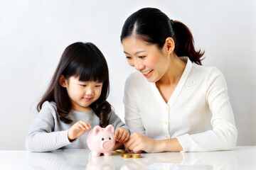 Asian Mother Teaching Daughter Financial Management
