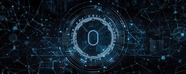 Futuristic and High-Tech Background With Digital Connections for technological processes neural networks AI data transmission encryption digital archives audio visual scientific research