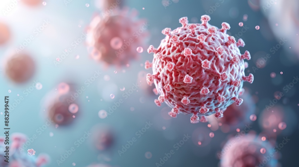 Aufkleber a close-up view of a virus particle with detailed molecular structure, showcasing its shape and text