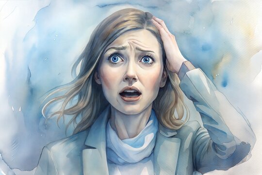 Dissatisfied face of a woman with a questioning expression.