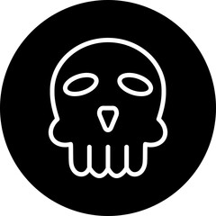 Skull Vector Line White Circle Black