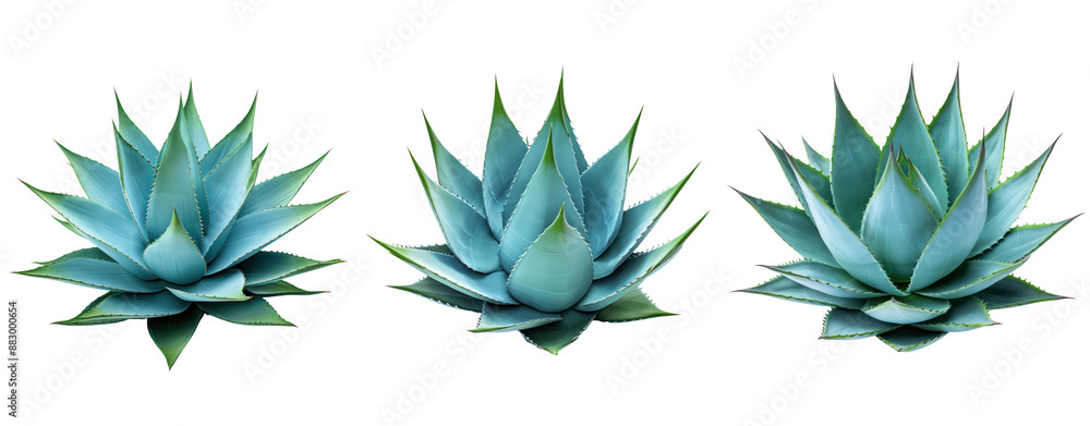 Wall mural side view agave cactus cut out set of three