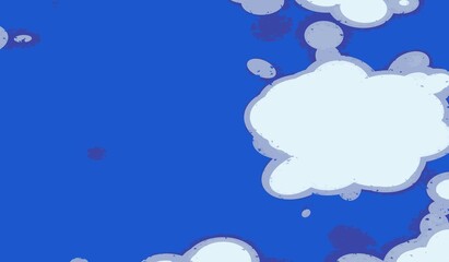 Cartoon Clouds on Blue Sky Background