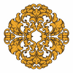 Isolated ornamental design. Ornamental elements for your designs. Floral carving decoration for postcards, invitations, social media or wedding.