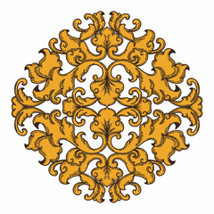 Isolated ornamental design. Ornamental elements for your designs. Floral carving decoration for postcards, invitations, social media or wedding.