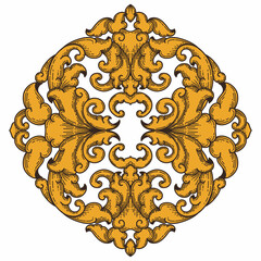 Isolated ornamental design. Ornamental elements for your designs. Floral carving decoration for postcards, invitations, social media or wedding.
