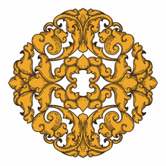 Isolated ornamental design. Ornamental elements for your designs. Floral carving decoration for postcards, invitations, social media or wedding.