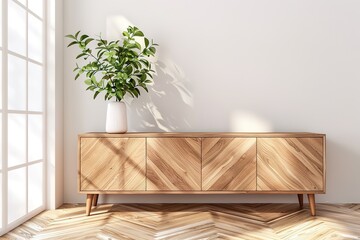 a wooden cabinet with a clock on top of it
